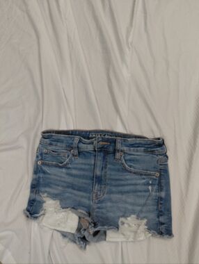 American Eagle Outfitters Light Blue Distressed Denim Shorts